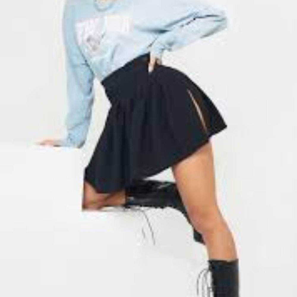 Pretty Little Thing Black Side Split Tennis Skirt